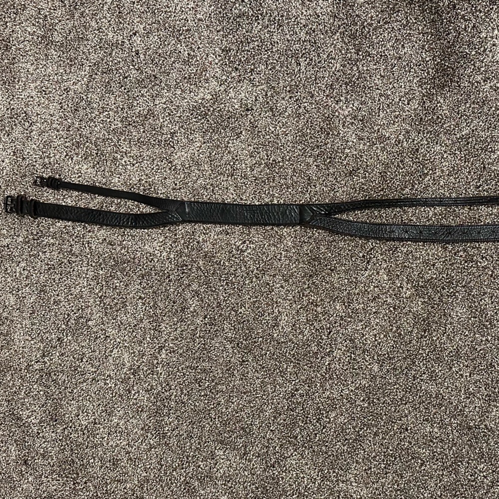 Vintage 1980 Razo for Elegant Black Leather Double Belt in a size M - Picture 3 of 6